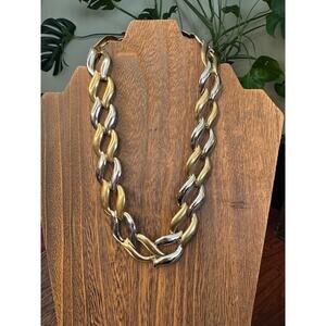 Vintage Bicolor Silver/Gold Tone Chain Link necklace.